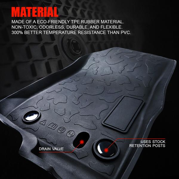 Xprite Rubber Floor Mats Jeep Wrangler JL 4Door (20182020) Weath