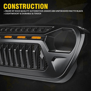 161.99 Xprite Black Gladiator Grille Jeep Wrangler JL/JT (2018-2020 ) w/ Amber LED Running Lights - ZS-0106K-JL - Redline360