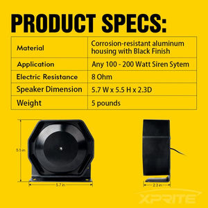 53.99 Xprite 200W Compact Loud Speaker Siren Horn - G1 / G2 - Redline360