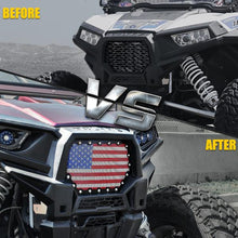 Load image into Gallery viewer, Xprite Black Steel Mesh Grille Polaris RZR/900/S/1000 XP (2014-2018) w/ 8" LED Lightbar / w/ Flag - W/ Lightbar Alternate Image