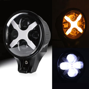 75.59 Xprite 60W 6" Round LED Spot Work Light with 10W 'X' DRL Turn Signal -Clear or Amber - Redline360