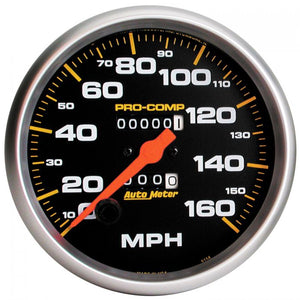 257.94 Autometer Pro-Comp Mechanical Speedometer Gauge 0-160 MPH (5") Brushed Aluminum - 5154 - Redline360