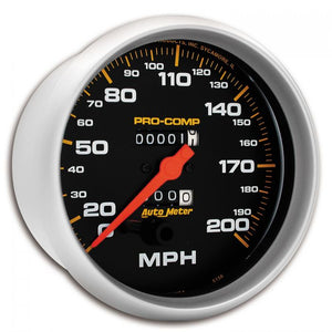 257.94 Autometer Pro-Comp Mechanical Speedometer Gauge 0-200 MPH (5") Brushed Aluminum - 5156 - Redline360