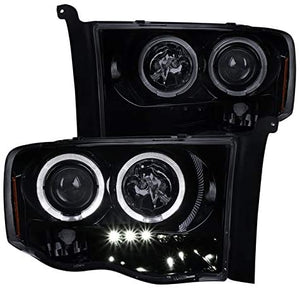 159.95 Spec-D Projector Headlights Ram 1500 (02-05) Ram 2500/3500 (03-05) Halo LED - Black / Chrome / Smoked - Redline360