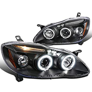 179.95 Spec-D Projector Headlights Toyota Corolla (03-08) w/ Dual LED Halo - Black or Chrome - Redline360