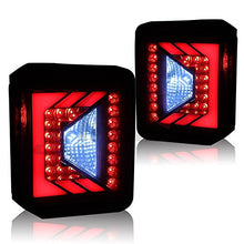 Load image into Gallery viewer, Winjet LED Tail Lights Jeep Wrangler (2007-2016) Gloss Black / Red / Smoke - Black / Clear Alternate Image