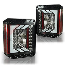 Load image into Gallery viewer, Winjet LED Tail Lights Jeep Wrangler (2007-2016) Gloss Black / Red / Smoke - Black / Clear Alternate Image