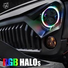 Load image into Gallery viewer, 188.99 Xprite LED Headlights Jeep Wrangler JK (97-18) 7" 90W Exhibit Series CREE LED w/ RGB Chasing Halo - Redline360 Alternate Image