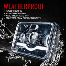 Load image into Gallery viewer, Xprite 6100 Evolution 4x6" CREE LED Headlight (Black) with Sunrise Type DRL - 1pc / 2pc / 4pc - 1pc Alternate Image