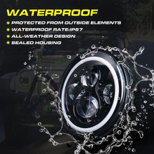 Load image into Gallery viewer, 152.99 Xprite Xprite 7" 80W CREE LED Headlights Jeep Wrangler TJ / JK [w/ Halo] (1997-2018) HL-JEEP-R7IN-80W-CR - Redline360 Alternate Image