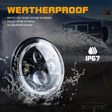 Load image into Gallery viewer, 152.99 Xprite 7" 90W LED Headlights Jeep Wrangler (97-18) White / Red / Blue / Green Halo - Redline360 Alternate Image