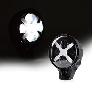 75.59 Xprite 60W 6" Round LED Spot Work Light with 10W 'X' DRL Turn Signal -Clear or Amber - Redline360