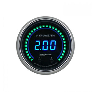 318.13 AutoMeter Cobalt Elite Series Digital Pyrometer Gauge (2-1/16") Silver on Black - 6744-CB - Redline360