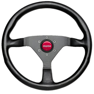 199.95 MOMO Steering Wheel (Monte Carlo - Leather - Black / Red Stitch) 320mm / 350mm - Redline360