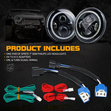 Load image into Gallery viewer, Xprite LED Headlights AM General Hummer (92-01) Land Rover Defender 90/110 7" 90W G2 w/ Halo - Blue / Green / Red / White - Blue Alternate Image