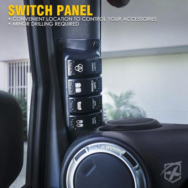 Xprite Rocker Switch Xprite 4 Rocker Switch Pod Controls Jeep Wrangler JK/JKU (2007-2018) A