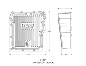 433.95 B&M Hi-Tek Deep Transmission Pan Chevy [GM ALLISON] (01-19) Black or Aluminum - Redline360