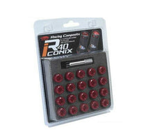 Load image into Gallery viewer, Project Kics Plastic Cap Set [R40 Iconix - 20 PCS - M12X1.50 or M12X1.25] Red / Blue / Black / White Finish - 12X1.50 / Red Alternate Image