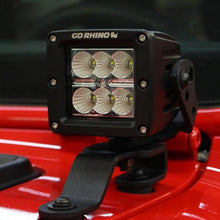 Load image into Gallery viewer, Go Rhino Windshield Cowl LED Lights Mount Jeep Wrangler (18-21) - 3" X 3" Single or Dual Cubes - Single Mount Alternate Image