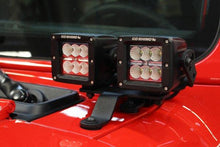Load image into Gallery viewer, Go Rhino Windshield Cowl LED Lights Mount Jeep Wrangler (18-21) - 3" X 3" Single or Dual Cubes - Single Mount Alternate Image