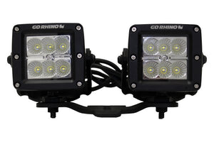 89.05 Go Rhino Hood Hinge LED Lights Mount Jeep Gladiator (20-21) [3" X 3" Dual Cube] Standard or Offset - Redline360