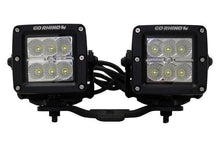Load image into Gallery viewer, Go Rhino Hood Hinge LED Lights Mount Jeep Wrangler (18-21) [3" X 3" Dual Cube] Standard or Offset - Standard Alternate Image