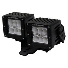 Load image into Gallery viewer, Go Rhino Hood Hinge LED Lights Mount Jeep Wrangler (18-21) [3" X 3" Dual Cube] Standard or Offset - Standard Alternate Image