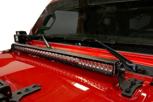 93.45 Go Rhino Hood Hinge LED Bar Mount Jeep Wrangler JL/JLU (18-21) - 20" or 30" Single Row - Redline360