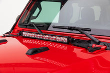 Load image into Gallery viewer, Go Rhino Center Hood LED Bars Mount Jeep Wrangler (18-21) 10" or 20" Single or Double Row - 10" LED Bar Mount / Double Alternate Image