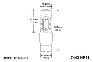 30.00 Diode Dynamics 7440/7443 HP11 Backup LED Bulbs - Single or Pair - Redline360
