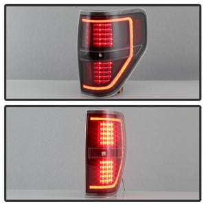 Xtune Tail Lights Ford F150 (09-14) [Light Bar LED] Black / Black Smoked / Red Clear