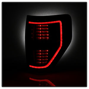 Xtune Tail Lights Ford F150 (09-14) [Light Bar LED] Black / Black Smoked / Red Clear