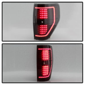 Xtune Tail Lights Ford F150 (09-14) [Light Bar LED] Black / Black Smoked / Red Clear