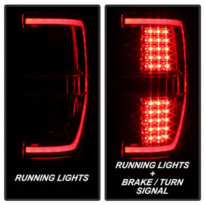 Xtune Tail Lights Ford F150 (09-14) [Light Bar LED] Black / Black Smoked / Red Clear