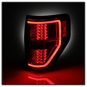 Xtune Tail Lights Ford F150 (09-14) [Light Bar LED] Black / Black Smoked / Red Clear