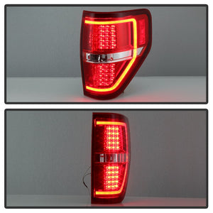 Xtune Tail Lights Ford F150 (09-14) [Light Bar LED] Black / Black Smoked / Red Clear