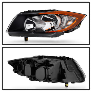 Xtune Crystal Headlights BMW E90 3 Series (06-08) [Halogen Only] Black w/ Amber Turn Signal Light