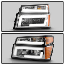 Load image into Gallery viewer, Xtune Headlights GMC Canyon (04-12) [Light Bar DRL w/ Bumper Lights] Black or Chrome w/ Amber Turn Signal Light - Black Alternate Image