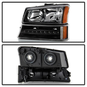 Xtune Headlights Chevy Silverado (03-07) [OEM Style w/ LED Bumper Lights] Black