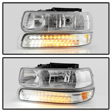 Load image into Gallery viewer, Xtune Headlights Chevy Suburban 1500/2500 (00-06) [w/ LED Bumper Lights] Chrome or Smoke w/ Amber Turn Signal Light - Chrome Alternate Image