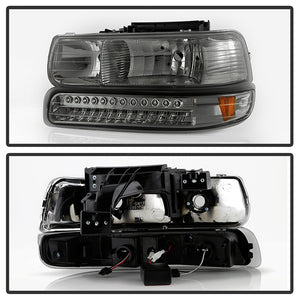 Xtune Headlights Chevy Silverado (99-02) [w/ LED Bumper Lights] Chrome or Smoke w/ Amber Turn Signal Light