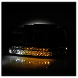 Xtune Headlights Chevy Silverado (99-02) [w/ LED Bumper Lights] Chrome or Smoke w/ Amber Turn Signal Light