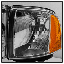 Load image into Gallery viewer, Xtune Headlights Dodge Ram Sport (99-02) [OEM Style] Black / Chrome / Smoked w/ Amber Corner Lights - Black Alternate Image