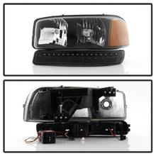 Load image into Gallery viewer, Xtune Headlights GMC Sierra (99-06) [w/ LED Bumper Lights] Black or Chrome w/ Amber Turn Signal Lights - Black Alternate Image