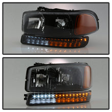 Load image into Gallery viewer, Xtune Headlights GMC Sierra (99-06) [w/ LED Bumper Lights] Black or Chrome w/ Amber Turn Signal Lights - Black Alternate Image