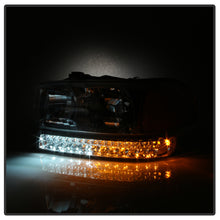 Load image into Gallery viewer, Xtune Headlights GMC Sierra (99-06) [w/ LED Bumper Lights] Black or Chrome w/ Amber Turn Signal Lights - Black Alternate Image