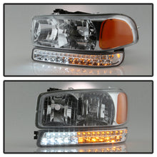 Load image into Gallery viewer, Xtune Headlights GMC Sierra (99-06) [w/ LED Bumper Lights] Black or Chrome w/ Amber Turn Signal Lights - Black Alternate Image