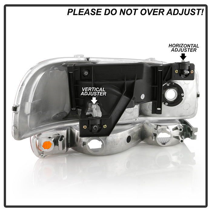 Xtune GMC Yukon 1992-1993 Crystal Headlights w/ Corner & LED Bumper Chrome