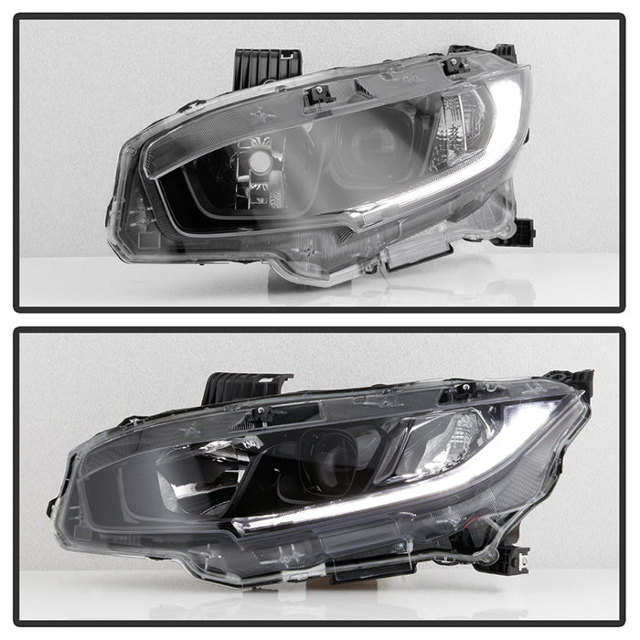 Halogen Projector Headlight Assembly For 2016-2020 Honda Civic – Left Driver Side – Chrome Housing, Clear Lens – Auto-Lightingo