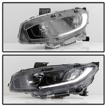 Load image into Gallery viewer, Xtune Projector Headlights Honda Civic (16-20) [w/ LED DRL Light Tube - Halogen Models Only] Chrome or Black w/ Amber Turn Signal Lights - Black Alternate Image